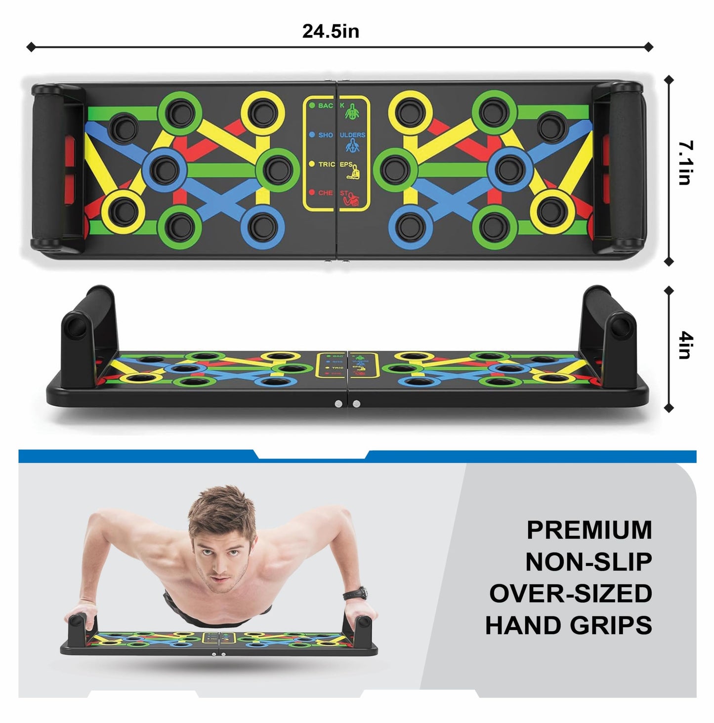 Push Up Board for Men & Women - Portable Foldable Multi-Function 14 in 1 Pushup Board at Home Gym, Push Up Handles for Floor, Professional Fitness Strength & Exercise Training Workout Equipment, Best Choice for Daily Gifts