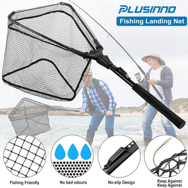 Fishing Net - Floating Landing Net with Telescopic Handle | Nylon Mesh for Bass & Trout Fishing in Pond, Lake, River