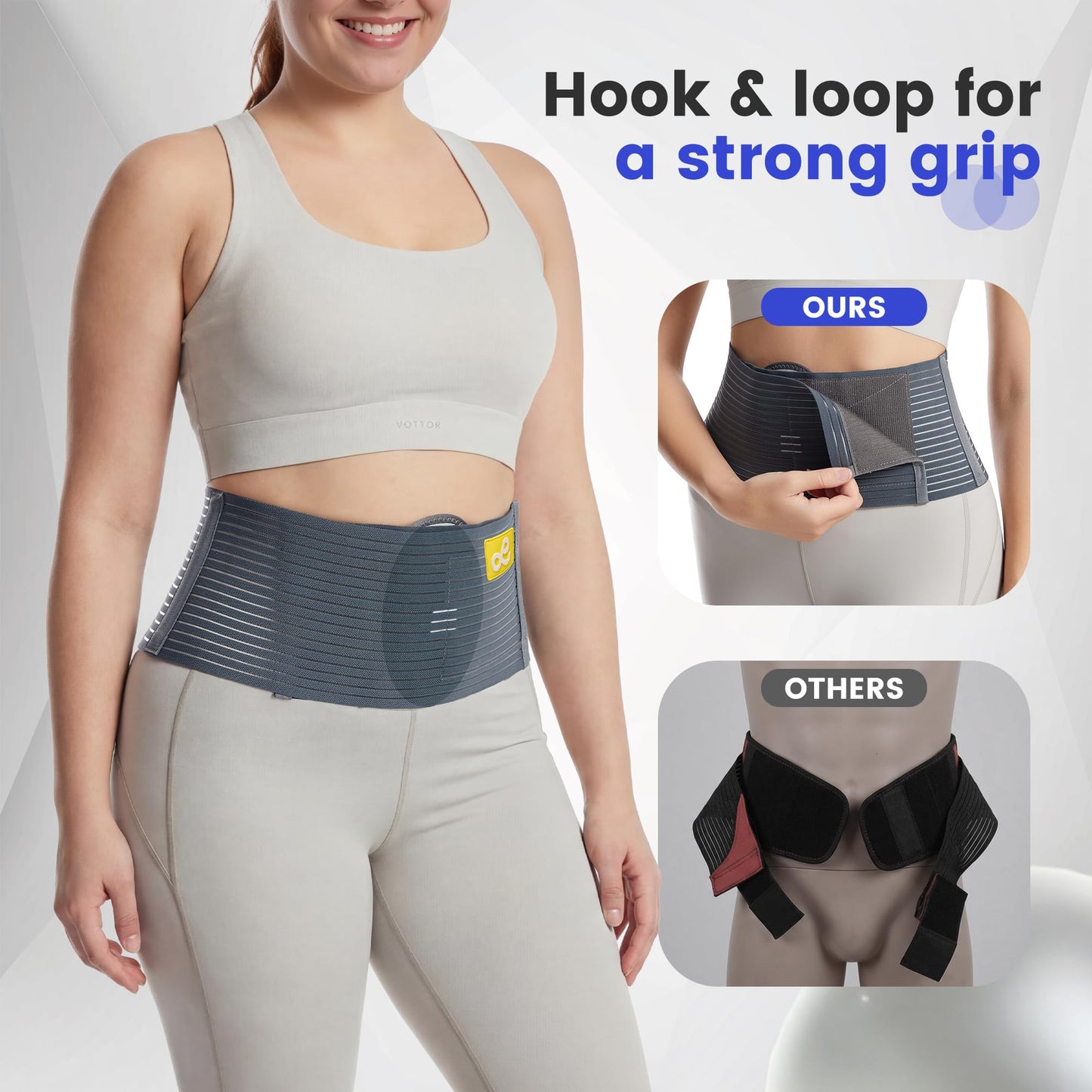 gagaiuco Umbilical Hernia Belt for Men and Women - Hernia Support for Men with 2 Compression Pad (inguinal, femoral, incisional) - Abdominal Binder Post Surgery and Postpartum （S/M）