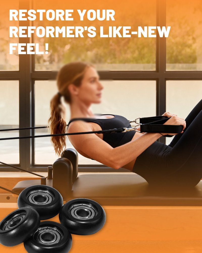 4Pcs Upgraded Roller Wheels for Aero Pilates Reformer, Smooth & Quiet, Wear-resistant, Pilates Reformer Accessories, Replacement Parts for Aero Pilates Machine, Black
