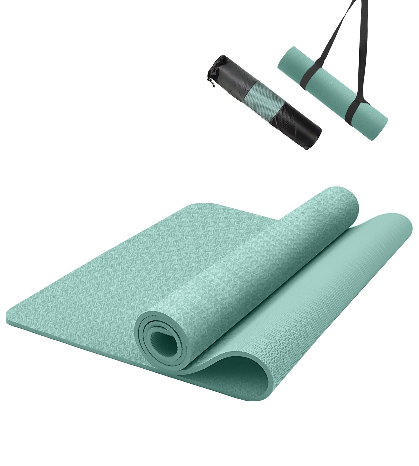 nuveti TPE Large Yoga Mat Non-Slip Exercise Fitness Mat with Carry Bag Eco Friendly Yoga Mats for Women 72"x24" Extra Thick 8mm for Home, Pilates and Floor Exercises Workout Mats