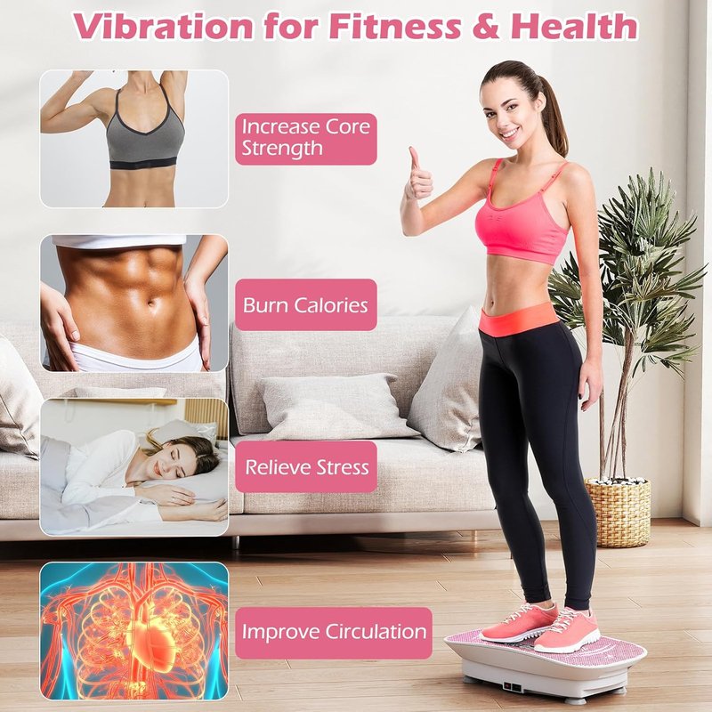 Vibration Plate Exercise Machine - Full Body Shake Board for Lymphatic Drainage | Remote & LED Display