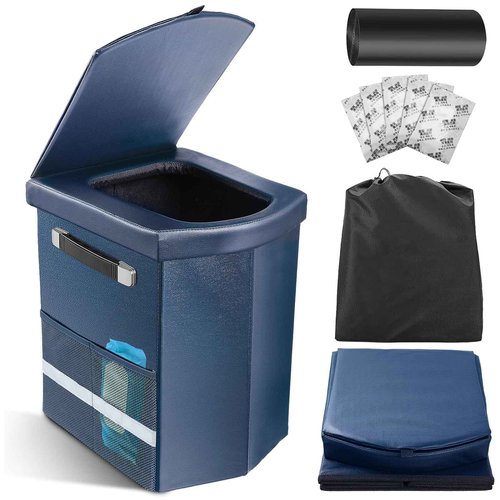 2025 Upgraded 16.5'' XL Portable Toilet for Adults,Tall Camping Toilet with Lid and Convenient Carry Bag, Portable Potty for Camping, Hiking, Car Travel,Truck, RV, Boating, Road Trips, Beach (Blue)