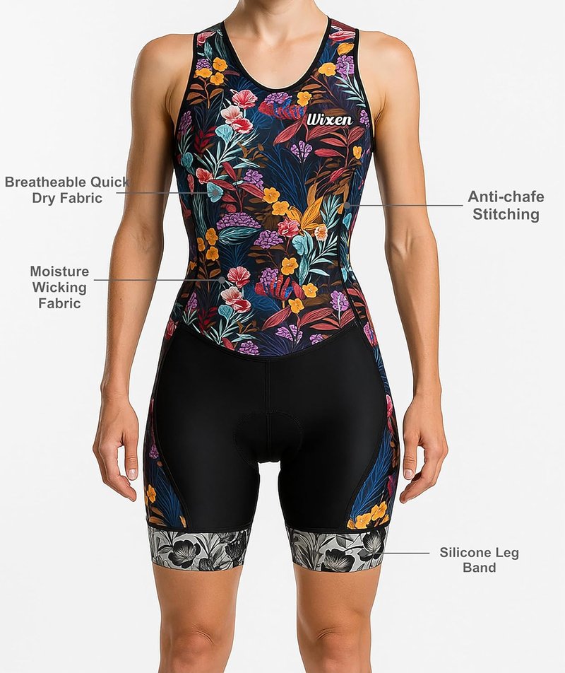 Women's Triathlon Tri-Suit - Sleeveless Racerback Bodysuit, Quick-Drying, Blue