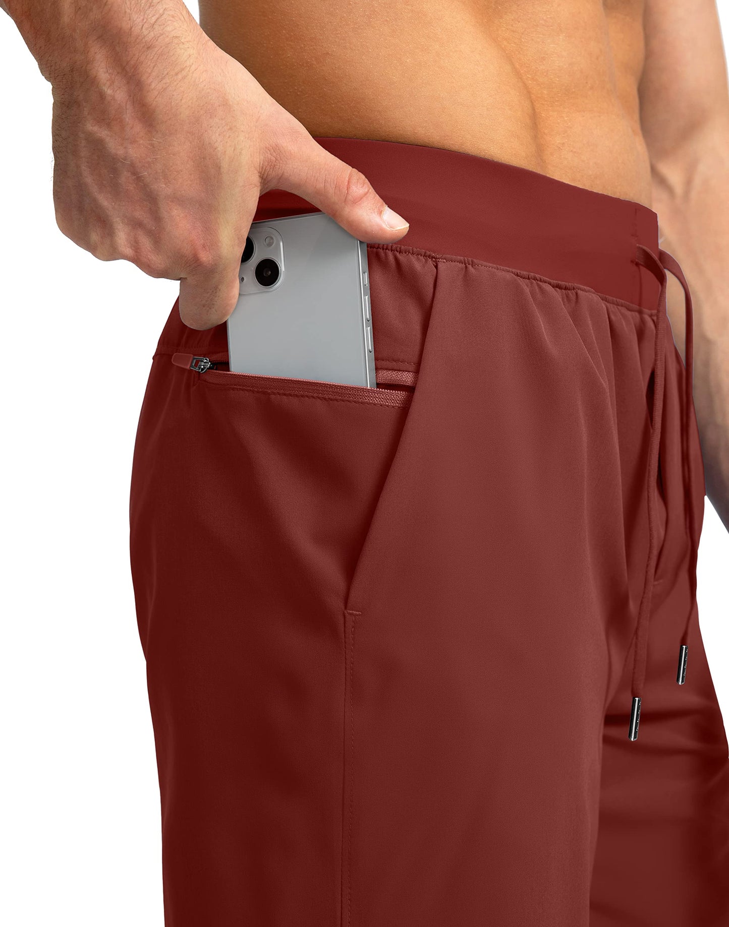 Soothfeel Men's Running Shorts with Zipper Pockets 7 Inch Lightweight Quick Dry Gym Athletic Workout Shorts for Men (Savannah, 3XL)
