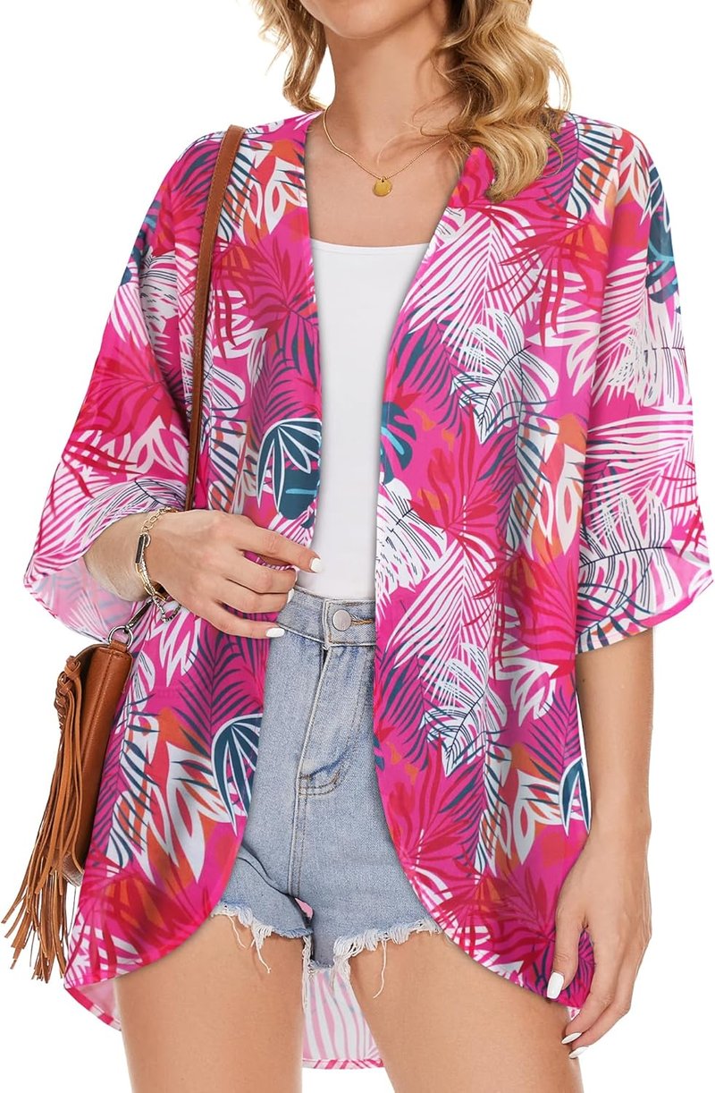Floral Print Puff Sleeve Kimono Cardigan - Casual Loose Cover Up Blouse for Women | 2026 Style