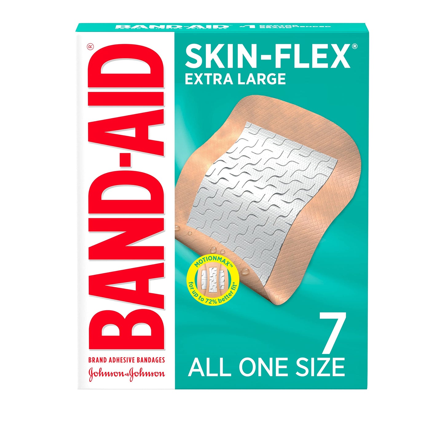 Band-Aid Brand Skin-Flex Adhesive Bandages for First Aid and Wound Care of Minor Cuts and Scrapes & Burns, Flexible Sterile Bandages for Fingers & Knees, Extra Large, All One Size, 7 ct