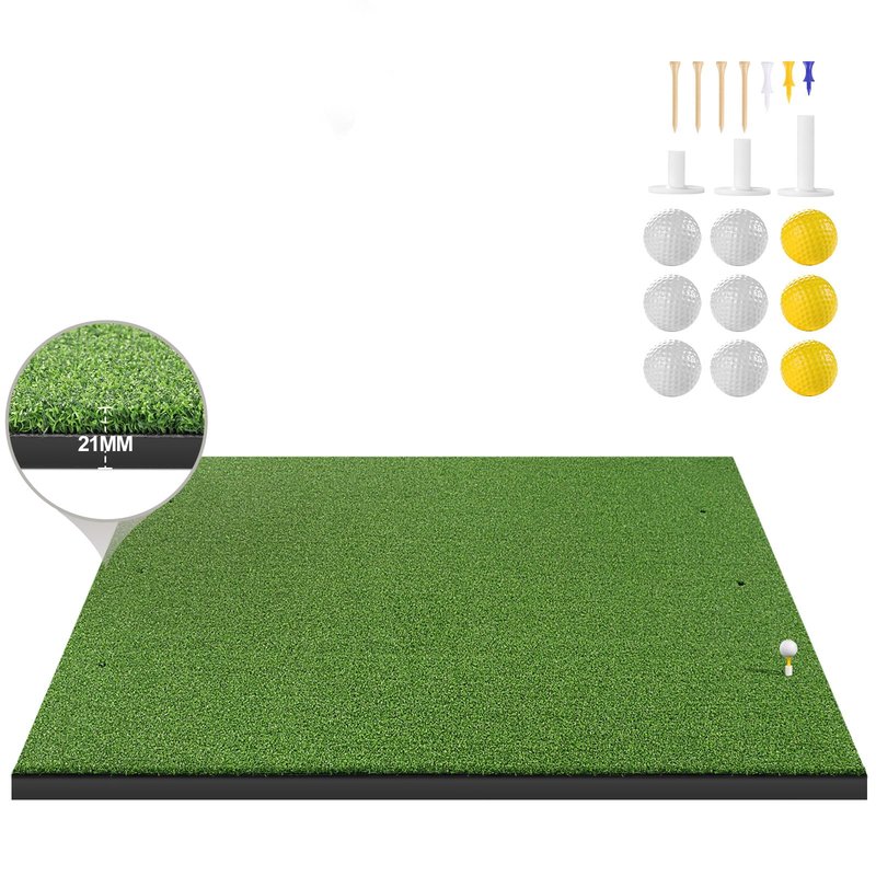 LIBERRWAY Thicken Golf Mat, 5x4ft Practice Turf, Indoor/Outdoor, Training Aid with 9 Golf Balls
