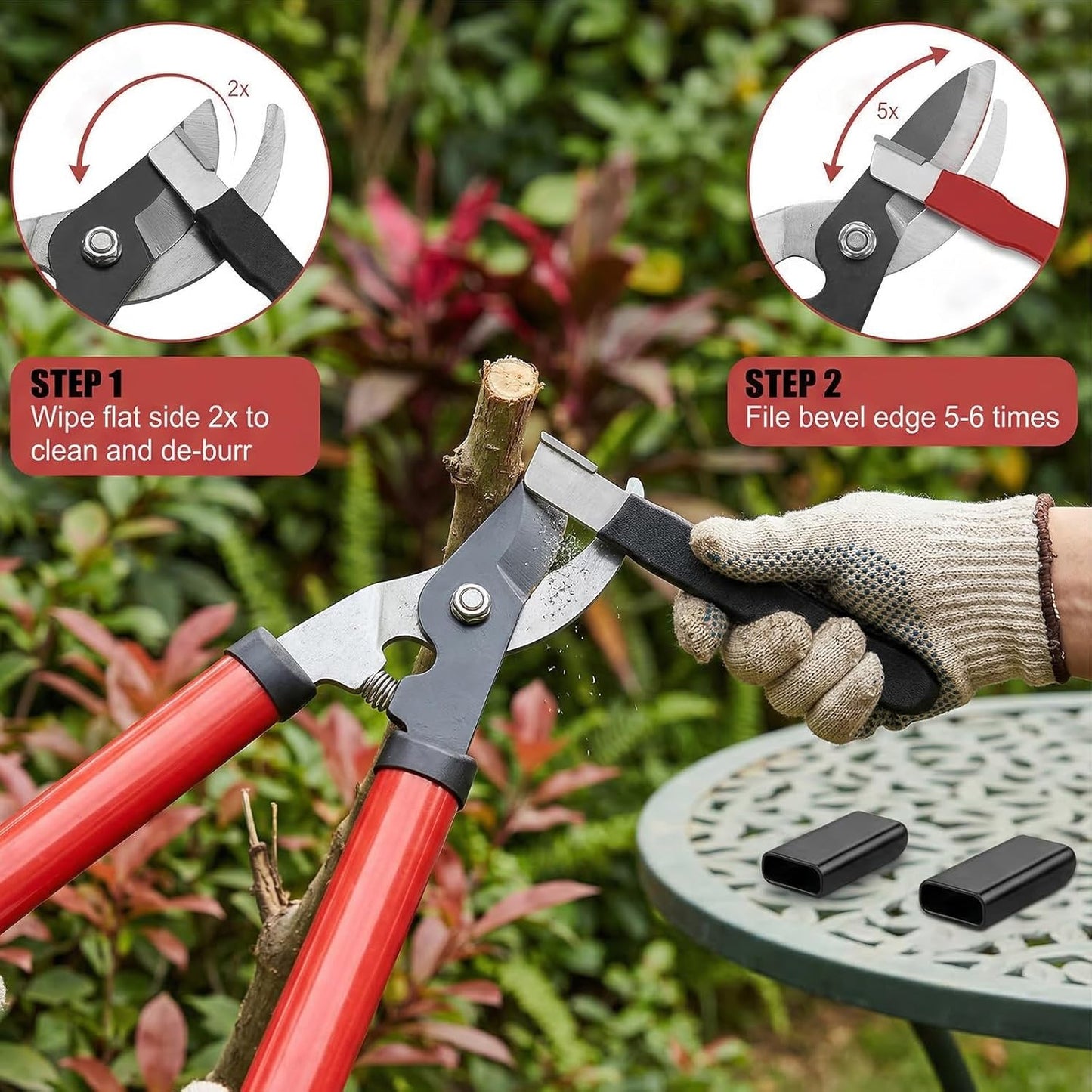 Garden Tool Sharpener - Portable Pocket Blade Sharpener for Pruning Shears, Knives & Clippers | Wolfram Steel Multi-Pack