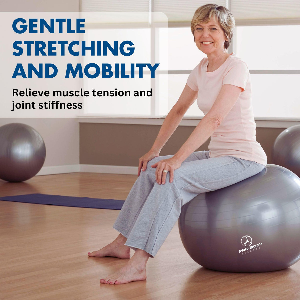 ProBody Pilates Yoga Ball - Fresh Colors Exercise Ball for Stability, Pregnancy, Workout, Physical Therapy & Birthing, Balance Ball Chair (Slate, 55 cm)