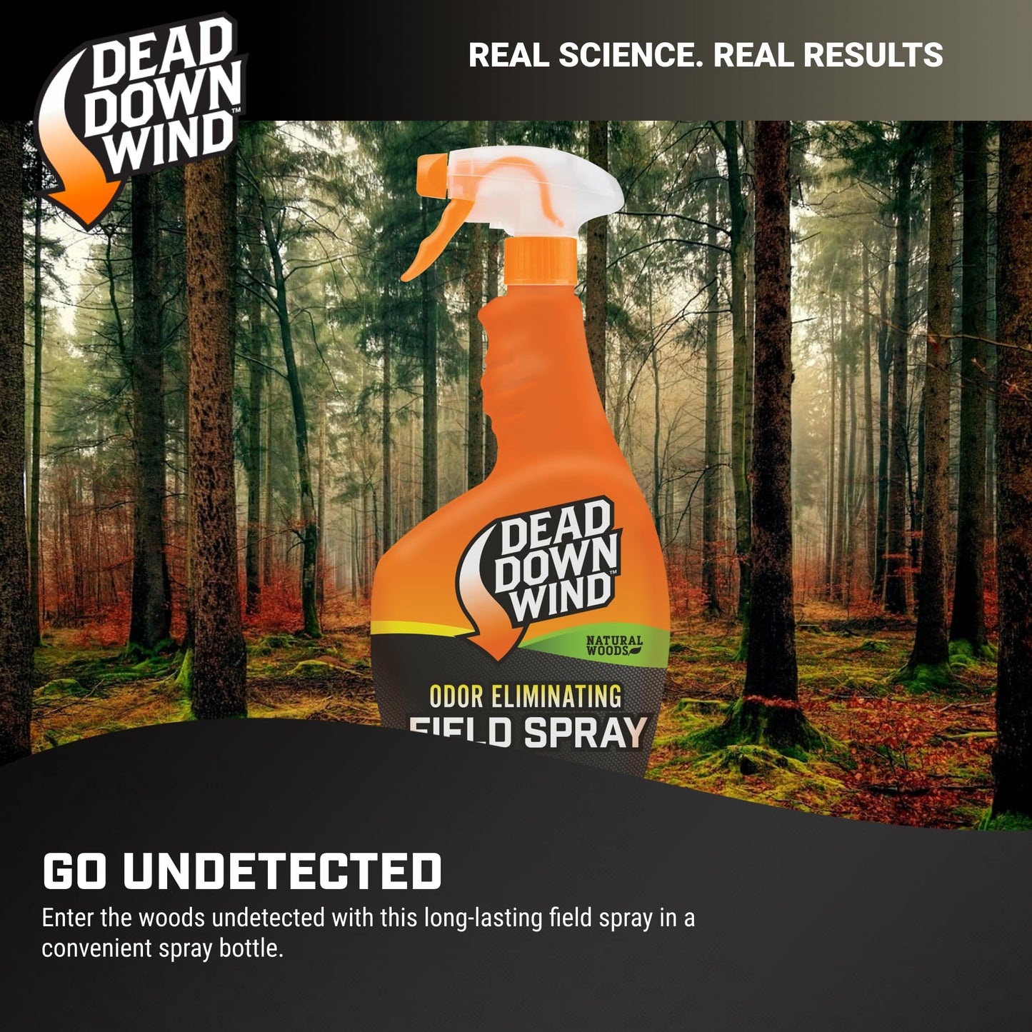 DEAD DOWN WIND Evolve Field Spray – Odor Fighting Technology Hunting Scent Control Spray Bottle – Natural Woods, Safe for Sensitive Skin - Easy to Use for Hunting Gear & Clothing (32 oz)