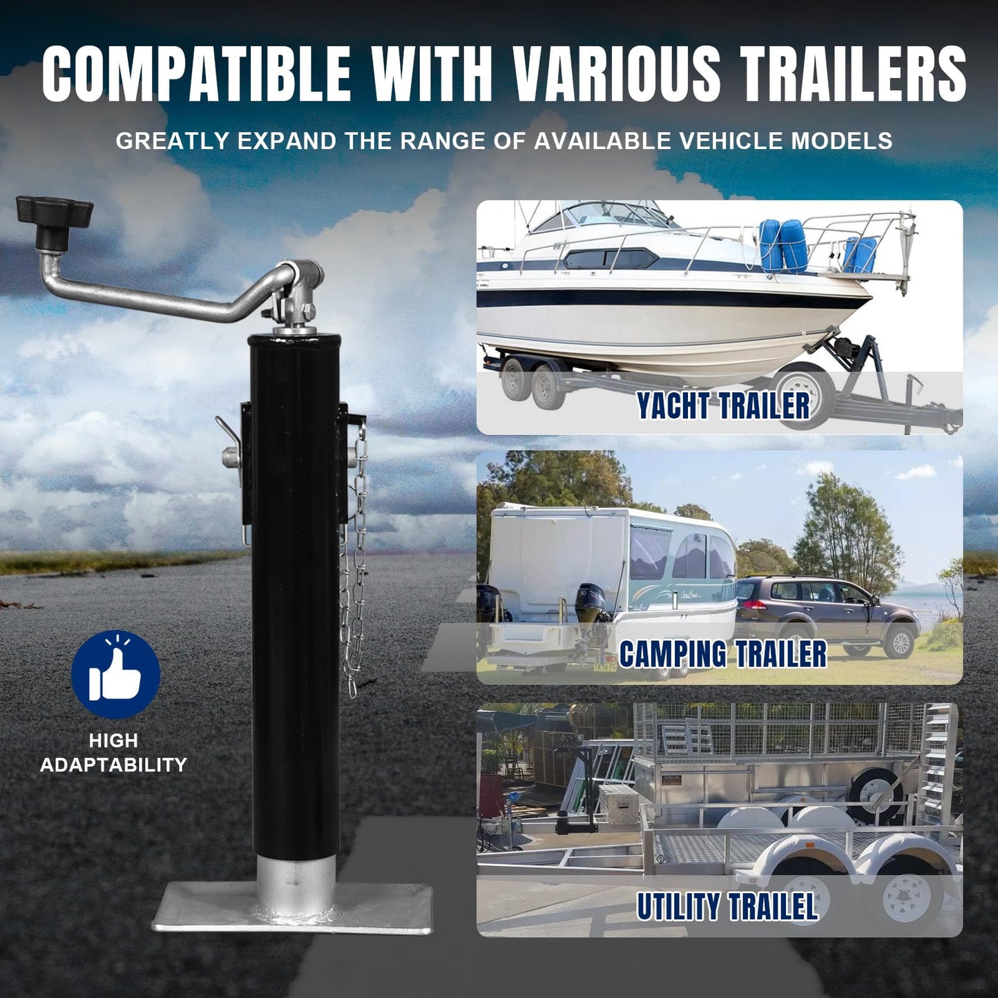 Torin 2000lbs Trailer Jack Heavy-Duty Square Direct Weld on RV Jack, 10 Inches Lift, Adjustable Drop Leg, for Lifting RV Trailer, Horse Trailer, Utility Trailer, Yacht Trailer