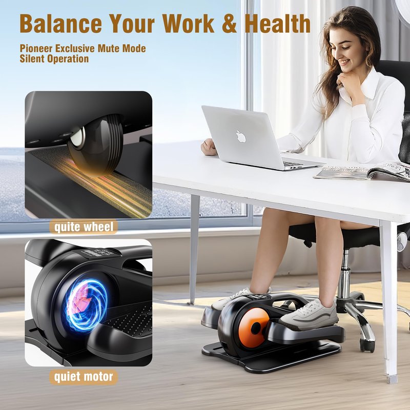 Under Desk Elliptical Machine, Ellipse Leg Exerciser While Sitting for Seniors Adults, Quiet & Portable Fully Assembled Foot Pedal Exerciser at Home with Remote Control, Exclusive Office Silent Mode