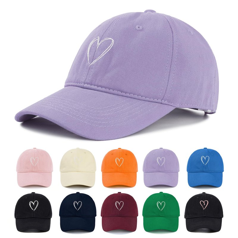 Zando 2026 Trendy Unisex Valentines Baseball Caps Embroidered Heart Hats for Women Preppy Dad Mom Adjustable Purple Ball Cap Plain Cotton Trucker Hat for Workout Running Golf Tennies Travel One Size