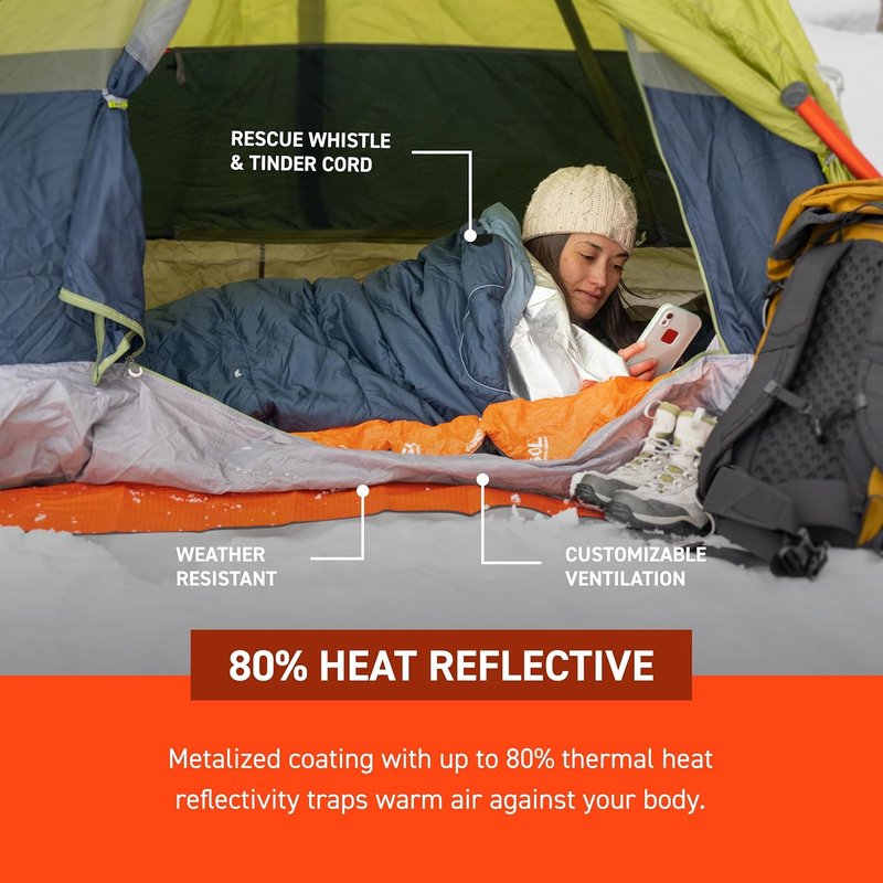 SOL Thermal Bivvy - Waterproof Emergency Blanket Reflects 80% Body Heat | Survival Gear, Silver