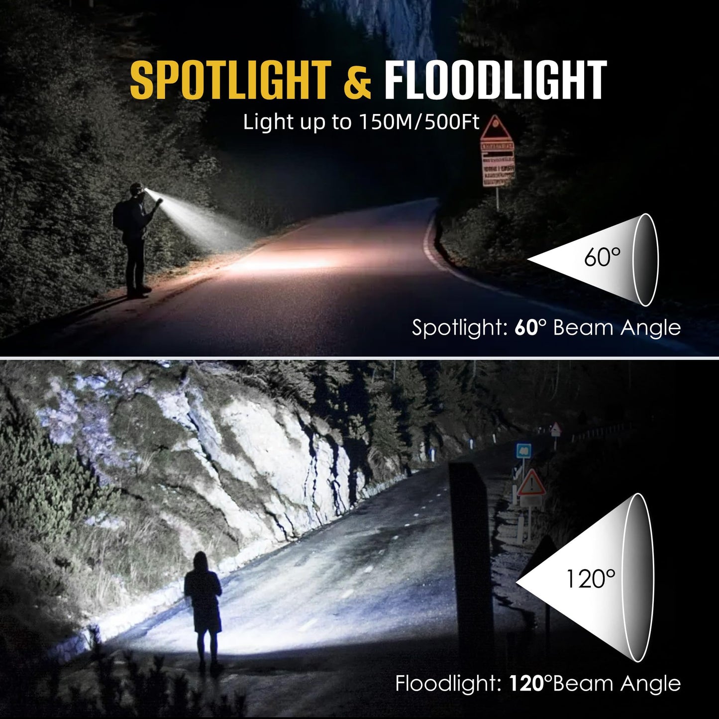 HOKOILN 3-Pack LED Headlamp Rechargeable with Green & Red Light -1300 Lumen Ultra-Bright Flashlight Headlight for Camping, Running, Hiking, Fishing - Waterproof with 7 Modes