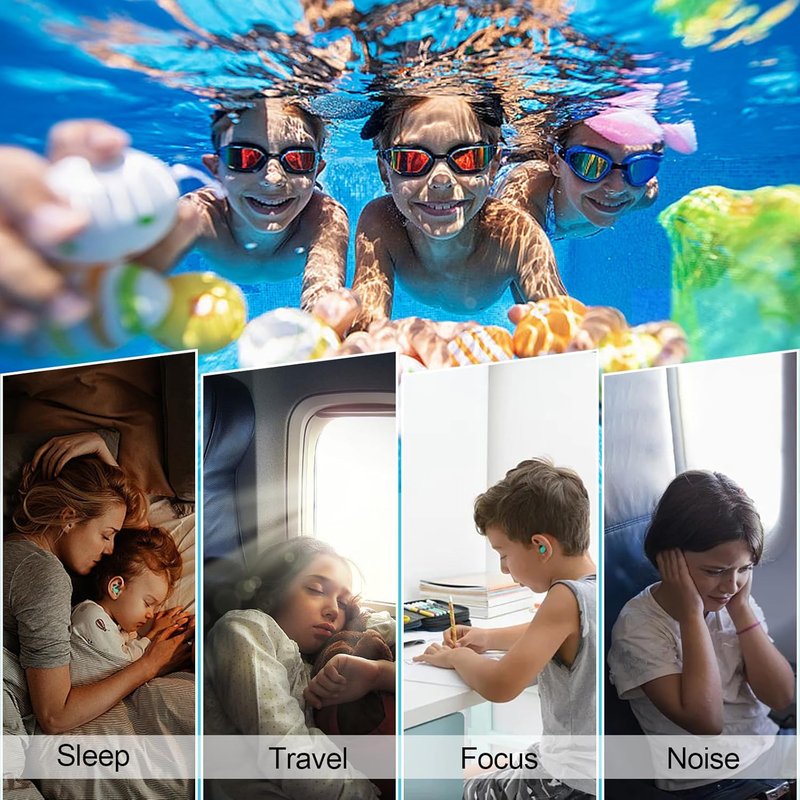 Kids Swimming Ear Plugs - Waterproof Reusable Silicone Earplugs for Boys & Girls | Ages 4-12