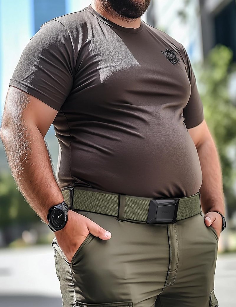 JUKMO Tactical Belt for Men - Stretch Military Work Rigger Hiking | 1.5" Elastic Nylon Quick Release