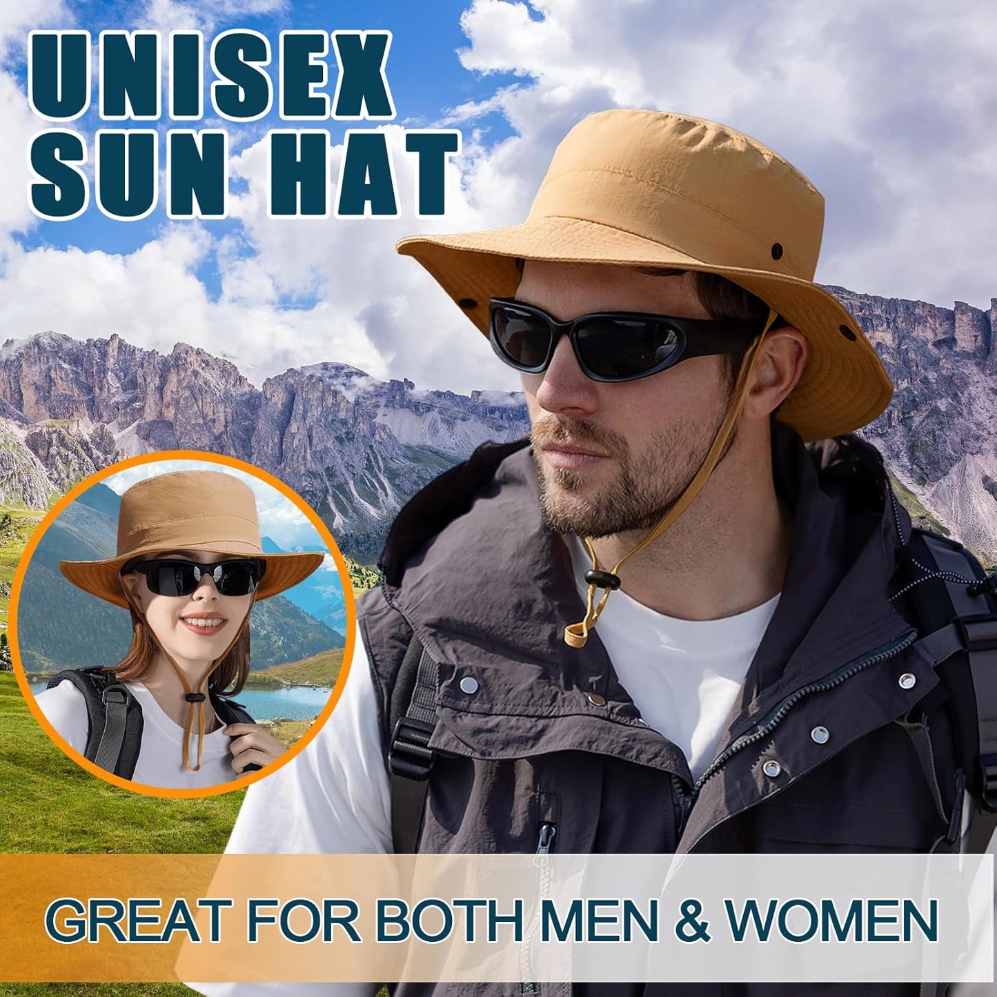 Sun Hats - UPF 50+ Quick Dry Foldable Bucket Hat for Beach & Hiking | Adjustable Fishing Safari Hat