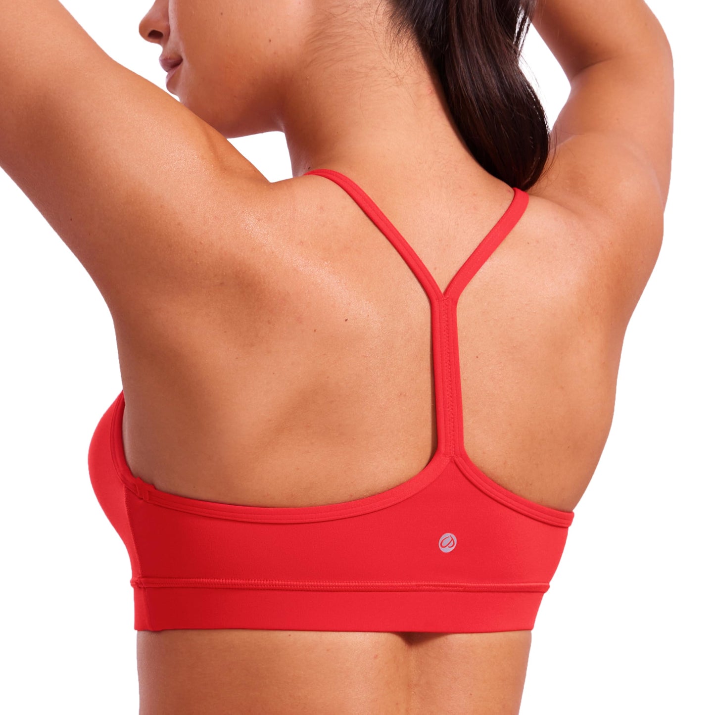 CRZ YOGA Butterluxe Womens Y Back Sports Bra - Padded Racerback Low Impact Spaghetti Thin Strap Workout Yoga Top Deep Red Large