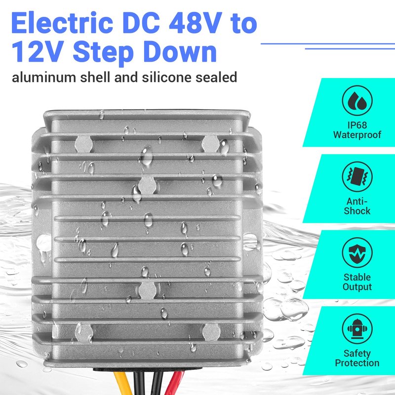 DRIVE UP DC Voltage Reducer 48V Step Down to 12V 15A Buck Converter Waterproof Voltage Regulator Kit Fits for Club Car Precedent 2004-Up Golf Carts