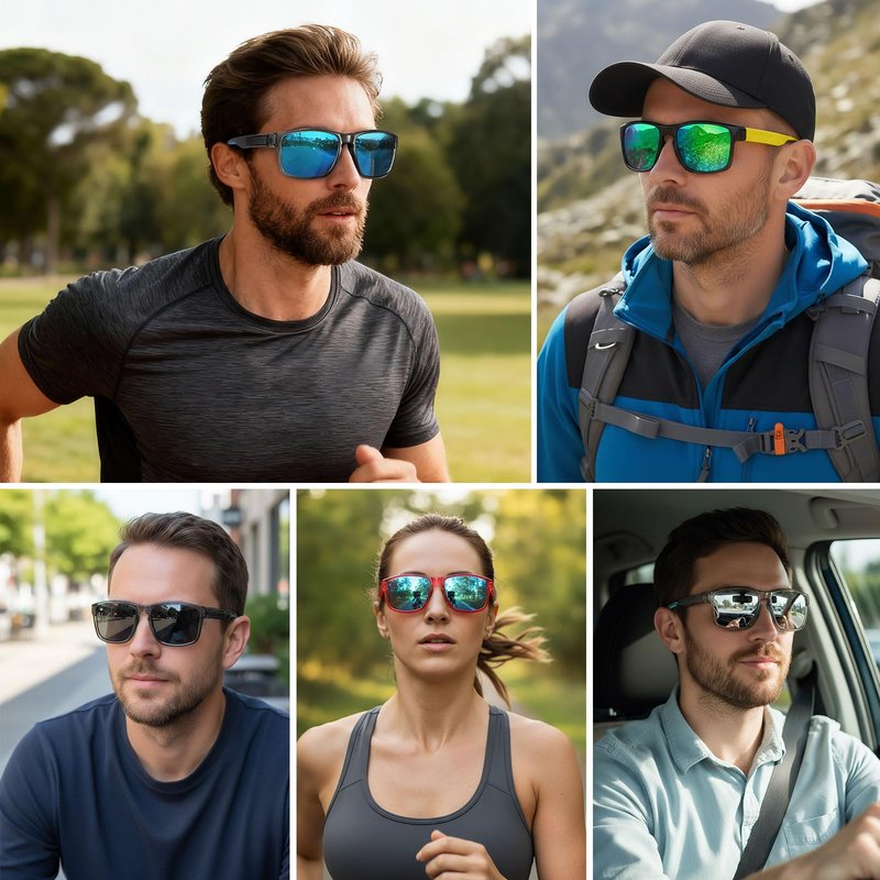 Ofwin Sports Polarized Sunglasses for Men Women UV Protection Unbreakable Driving Running Fishing Hiking Sun Glasses Clear Gray Frame/Gray Lens