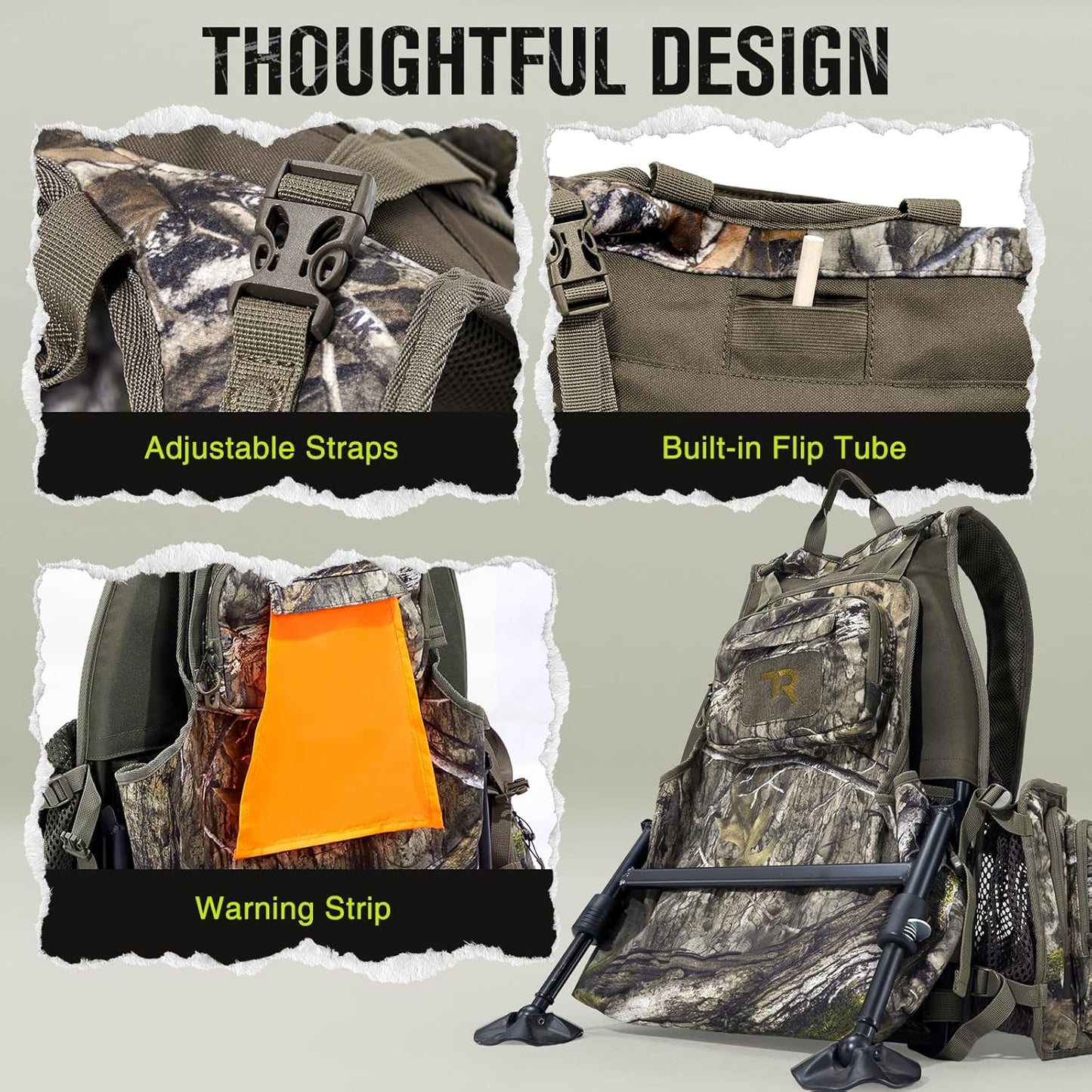 Turkey Hunting Vest with Frame & Seat - Camo, Memory Foam Cushion, Multi-Pocket Storage | Adjustable Lightweight Gear for Men & Women