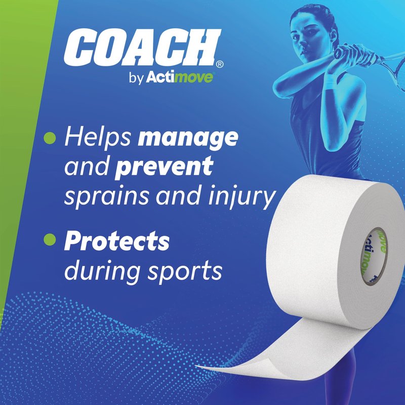 Coach by Actimove Athletic Tape, Sprains and Injuries Protection, Breathable, Hand-tearble, Sports Tape, Multi-Sport use, 1.5 in x 10 yd, 1 Roll