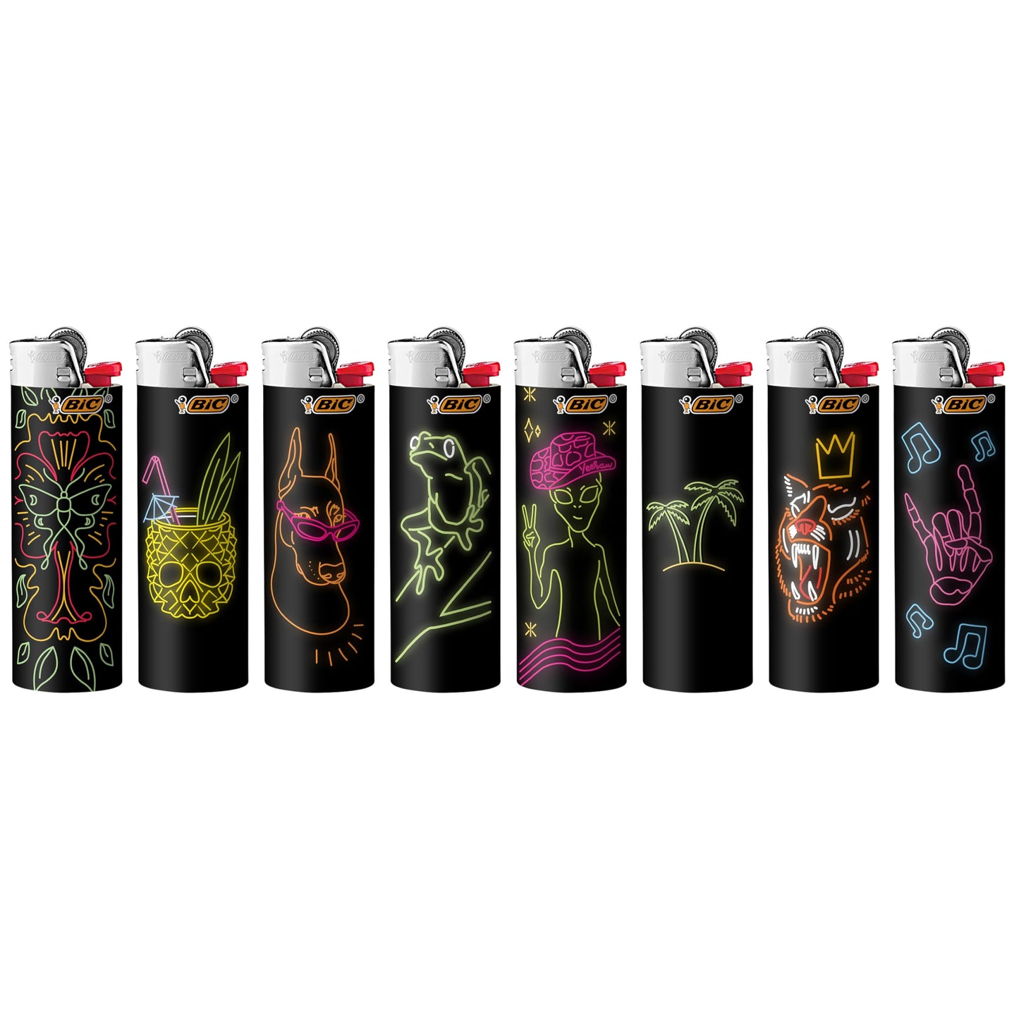 BIC Maxi Pocket Lighter, Neon Series, 8 Count Pack for Candles, Firepits