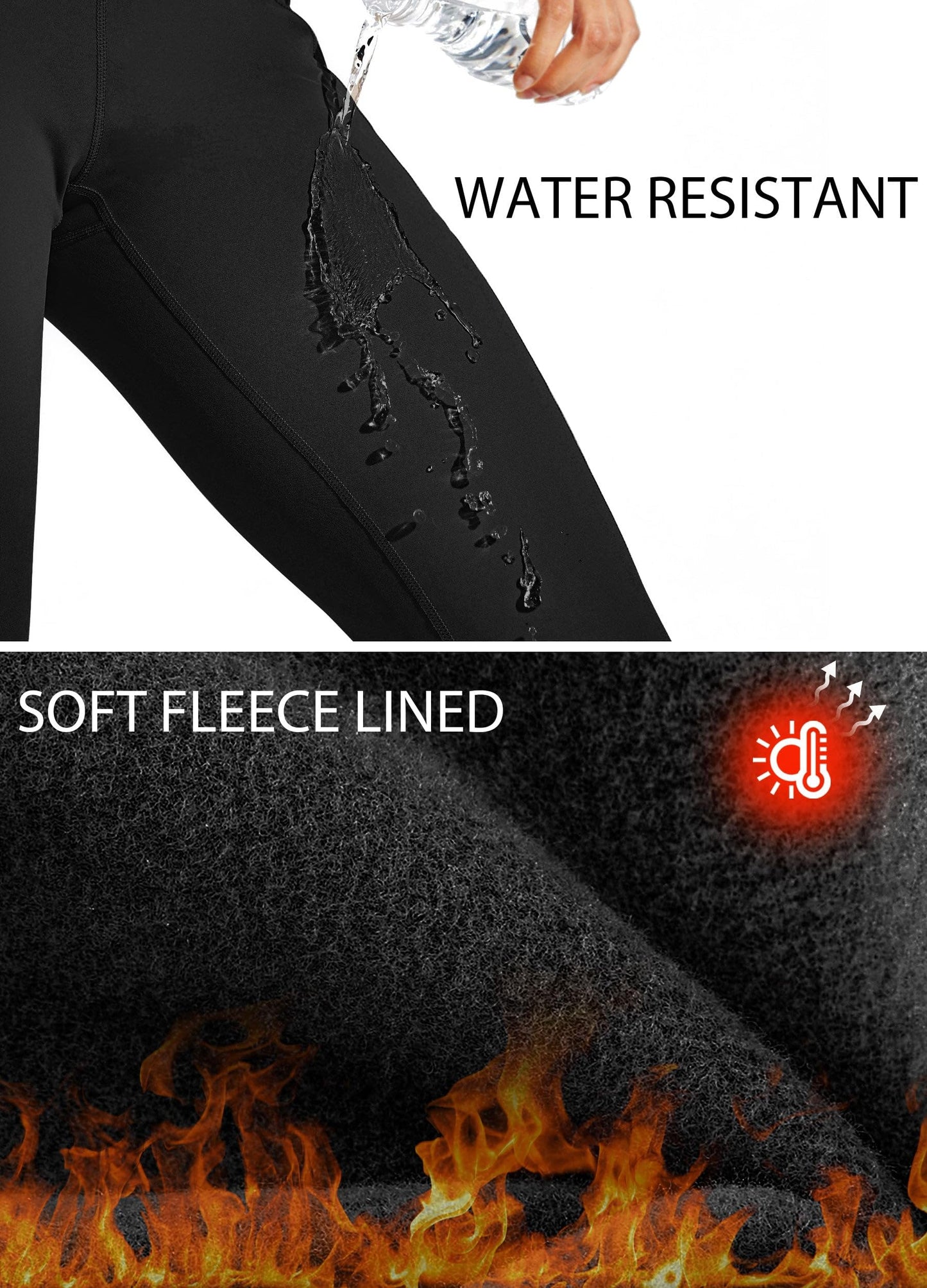 Willit Women's Fleece Lined Leggings Water Resistant Winter Pants Thermal High Waisted Yoga Hiking Running Tights Pockets Black M