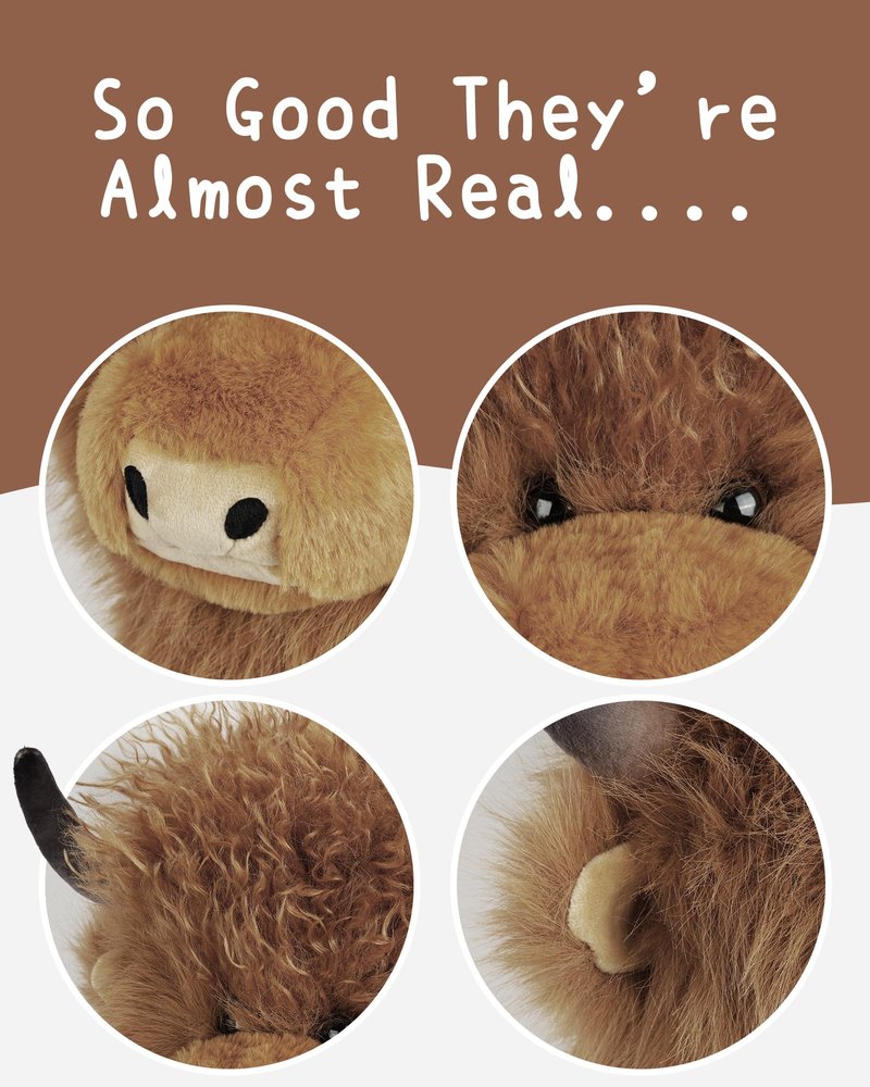 Curly-haired Highland Cow Driver Headcover Funny, Soft Cozy Plush Animal Golf Driver Head Cover Brown
