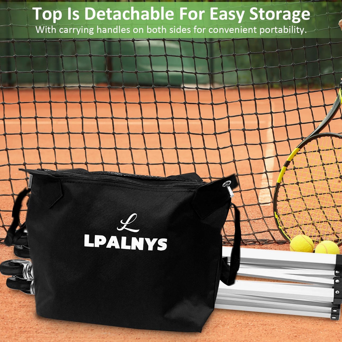 Pickleball Tennis Ball Hopper-Foldable Lightweight Tennis Cart Holds 180 Tennis/160 Pickleballs with Removable Bag,Wheels,Side Pocket for Training/Teaching, for Tennis/Pickleball/Baseball/Softball