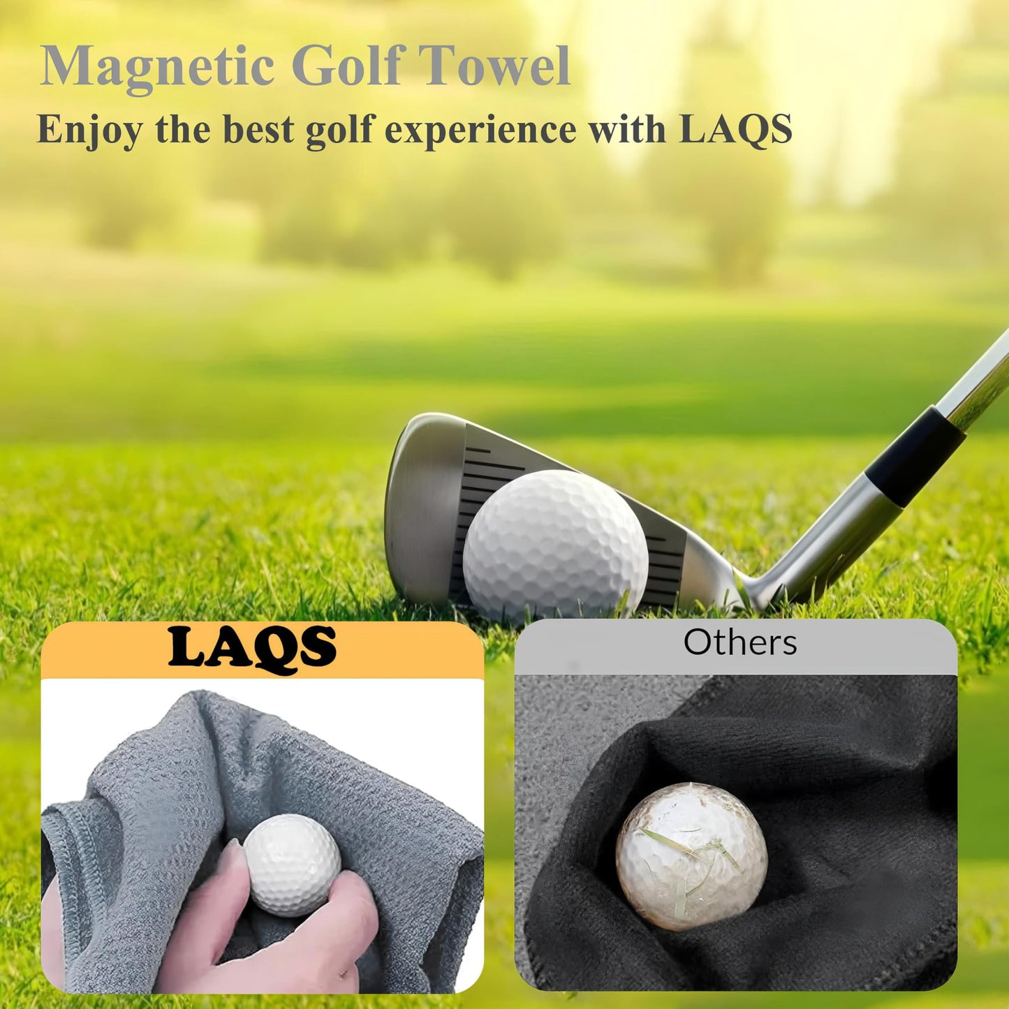 LAQS Magnetic Golf Towel 24 x16 – Premium Waffle Weave Microfiber Golf Rag with Strong Magnet and Clip for Clubs & Carts – Ultra-Absorbent, Quick-Dry Golf Towel for Cleaning Clubs & Balls