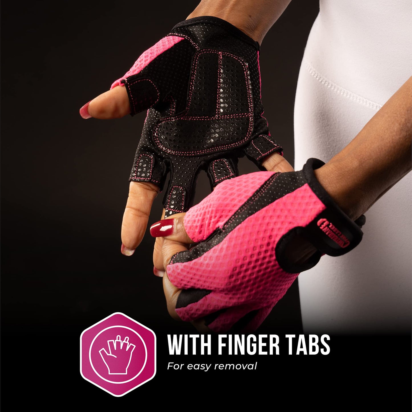 5307 Womens Designer Workout Gloves | Low Sweat Diamond Mesh Fabric w/Grip-Lock™ Silicone Palm (Pink, X-Small)