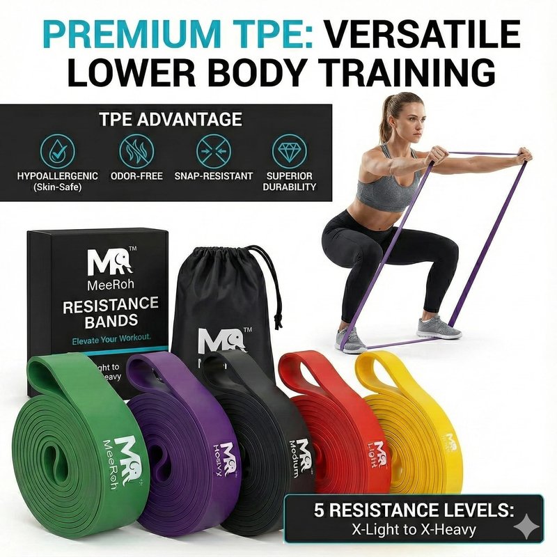 MeeRoh Pull Up Assist Band – Heavy Duty Resistance Band for Pull Ups – Premium Calisthenics Equipment for Home Gym – Assisted Pull Up Bands for Strength Training, Mobility & Pullup Bar Doorway Use