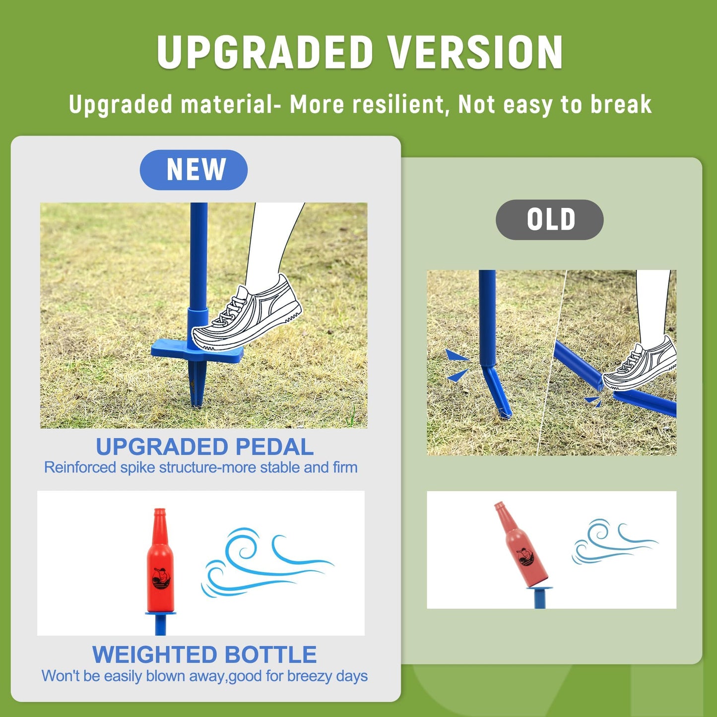 ropoda Outdoor Games -Upgraded Flying Disc Game Set with Thicker Pole Standard, Portable Disc Toss Game for Lawn and Beach with Reinforced Ground Spike (Includes 2 Extra)