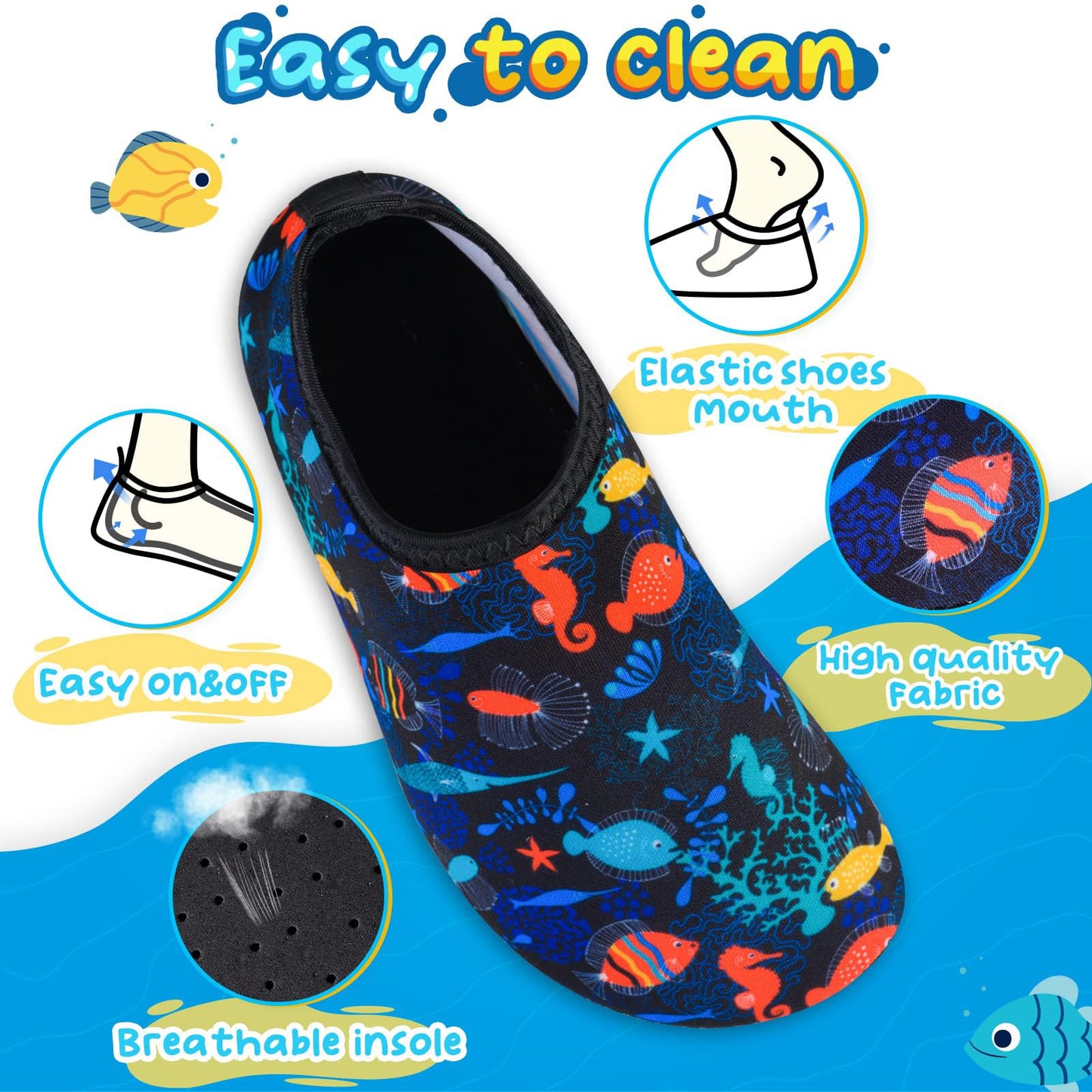 Kids Boys Girls Swim Water Shoes, Toddler Kids Swim Water Shoes Non-Slip Quick Dry Beach Shoes,Barefoot Sports Shoes Aqua Socks for Beach Outdoor Sports