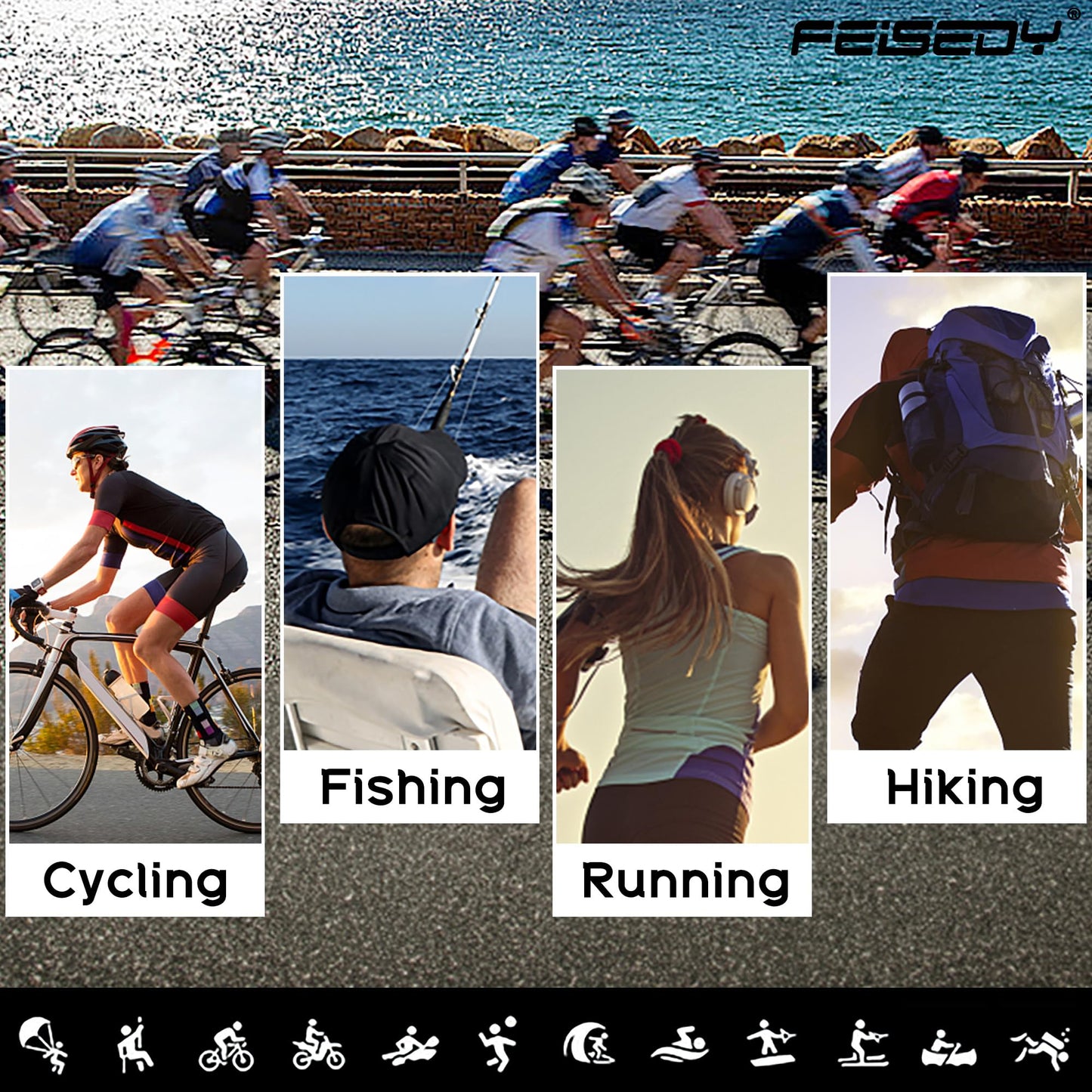 FEISEDY Sports Sunglasses for Men Women Baseball Cycling Running Driving Glasses UV400 B0088