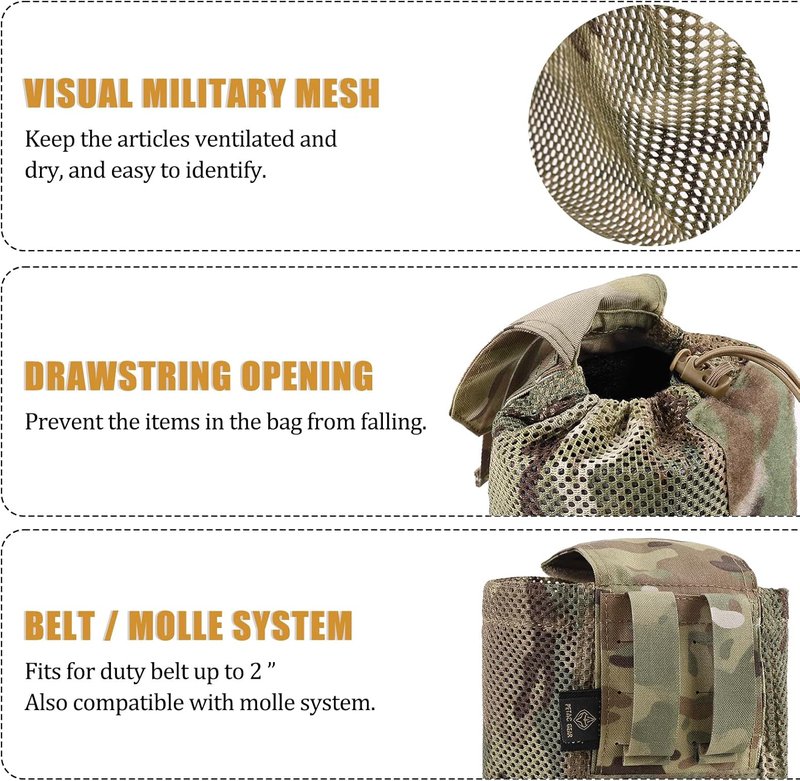 PETAC GEAR Tactical Dump Pouch - Molle Drawstring Mag Storage Bag | Foldable EDC Tool Pack