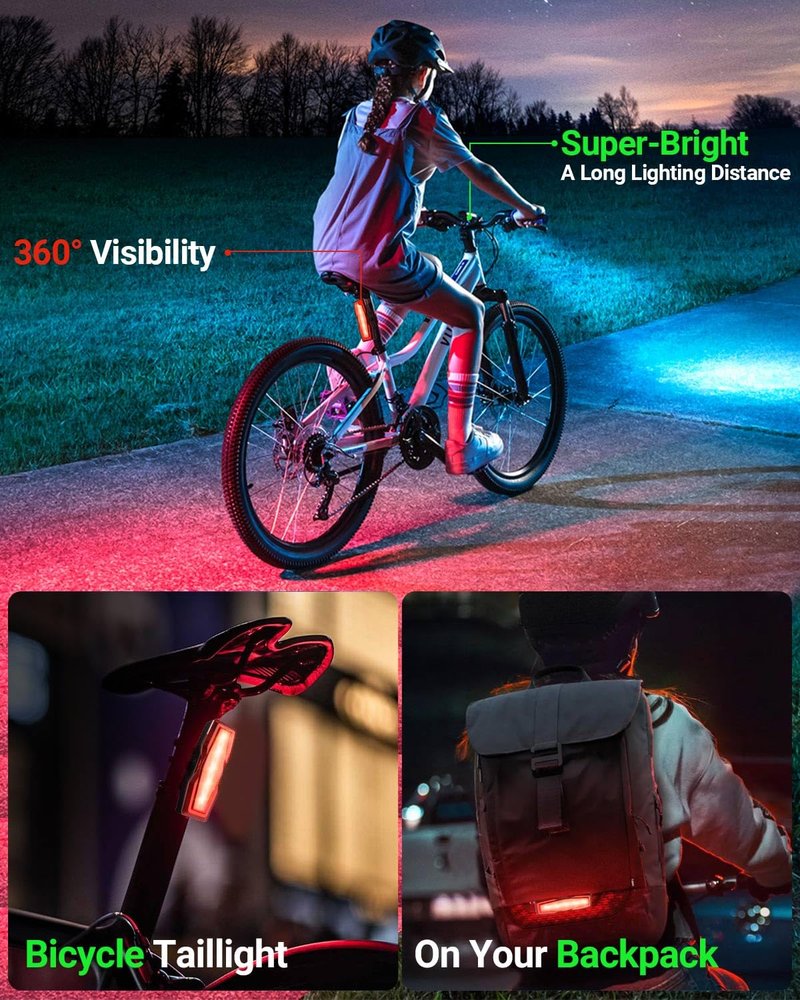 Victoper Bike Light, High Lumens Super Bright Bicycle Lights, 6+4 Modes USB Rechargeable Bike Headlight & Tail Light Set, Waterproof Safety Bike Front & Rear Light for Valentine's Day Gifts