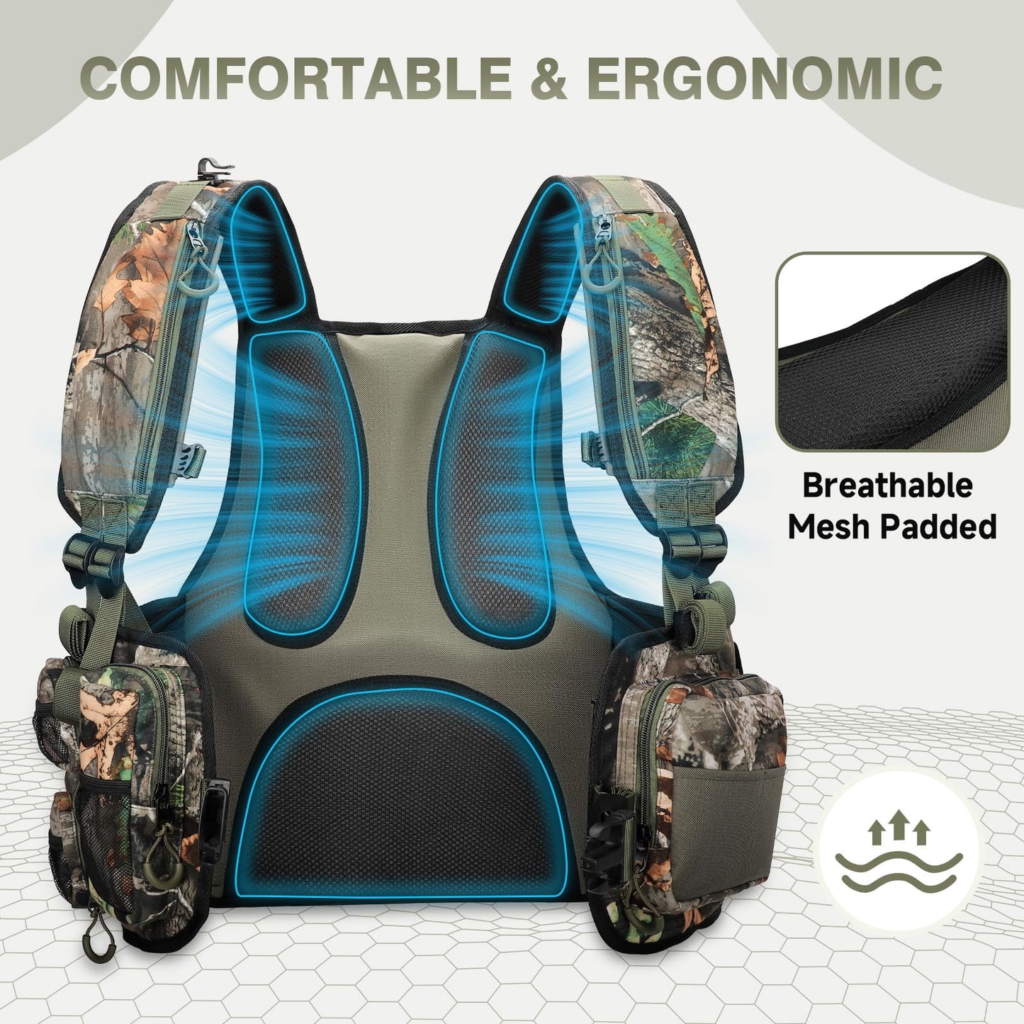 Kalkal Turkey Vest with Seat, Lightweight Camo Turkey Hunting Vest with Game Pouch for Men Women, Turkey Hunting Gear Accessories(3L Water Bladder Compatible)