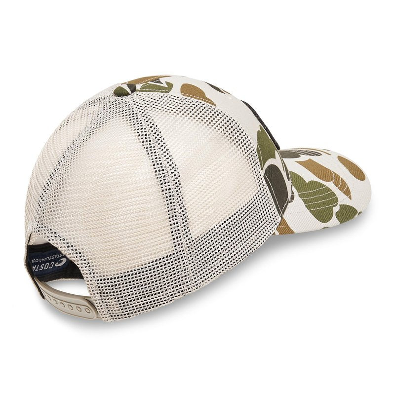 Costa Del Mar Mens Duck Camo Trucker Hat, Grey Camo, One Size