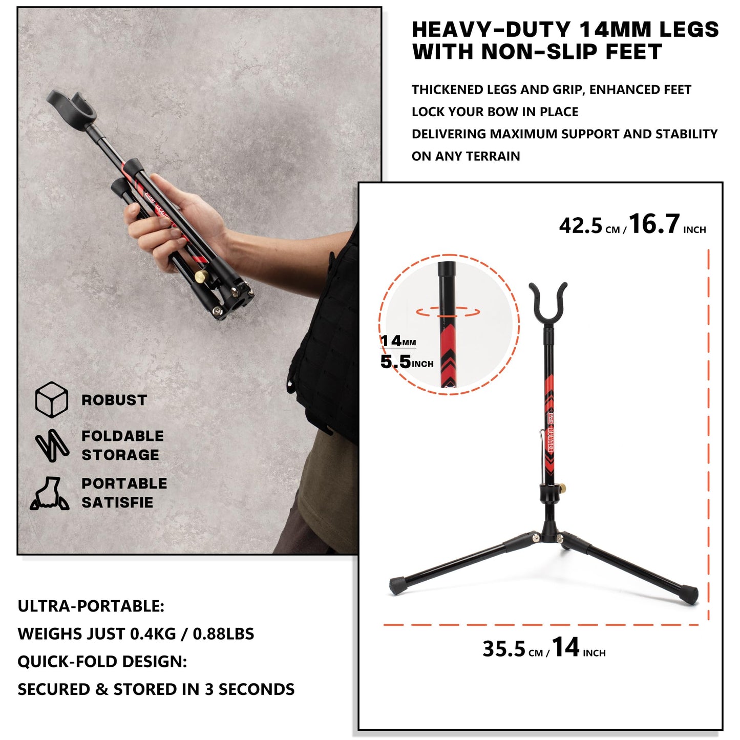 Archery Bow Stand Foldable Pure Carbon Bow Holder