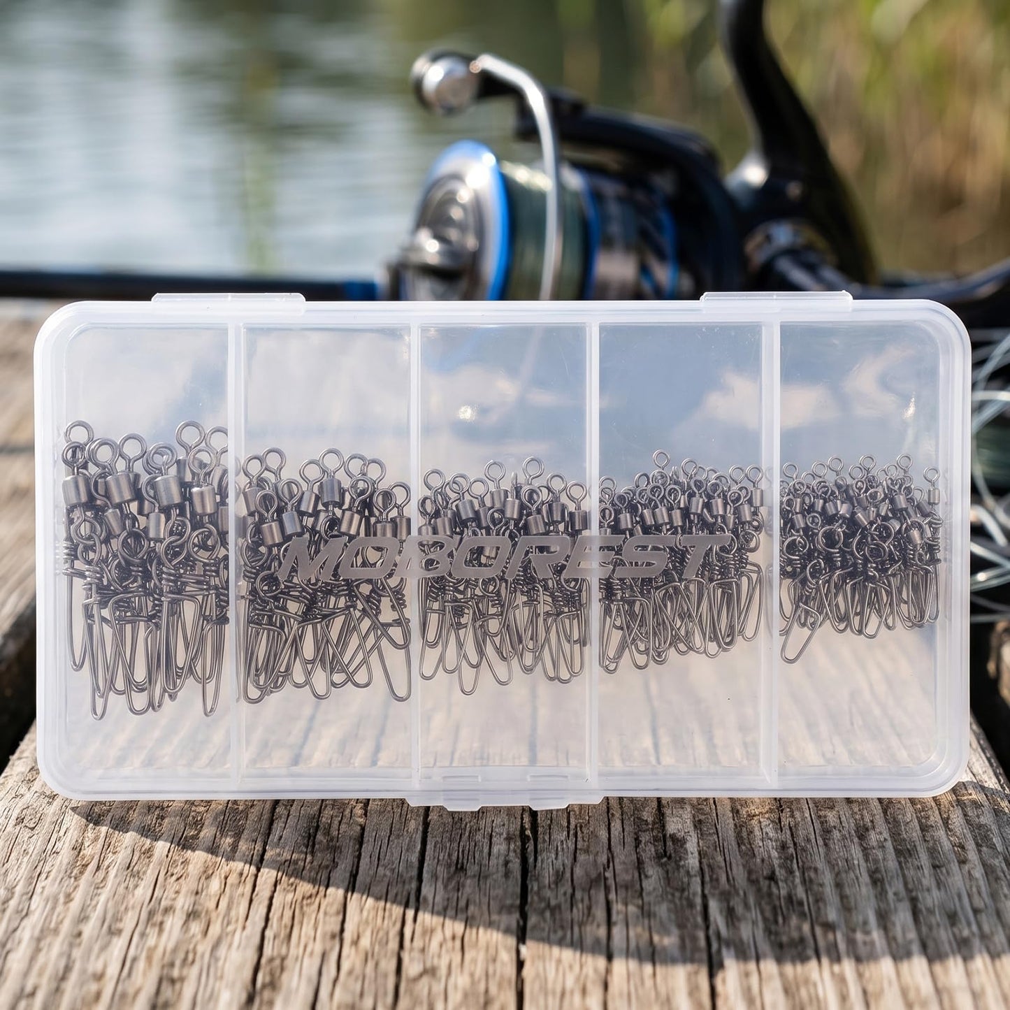 MOBOREST 110PCS Snap Fishing Swivels Stainless Steel Anti-Rust Quick swap