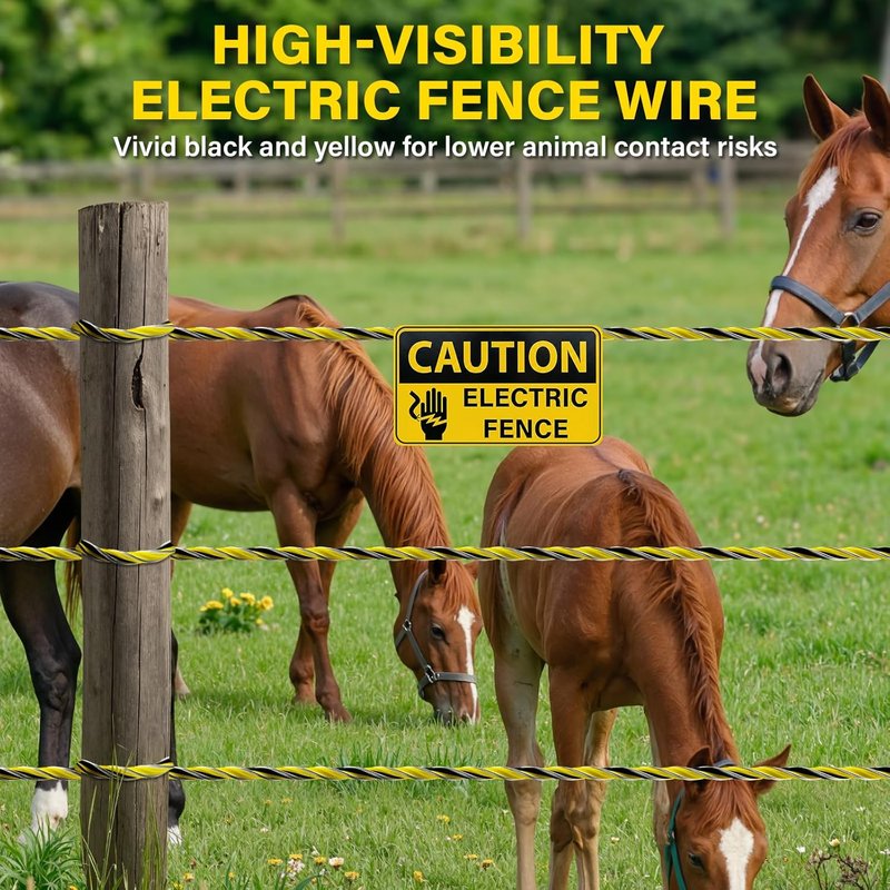 Electric Fence Wire - 5050 Ft Polywire with 6 Stainless Steel Strands for Reliable Conductivity | Ideal for Portable Livestock Fencing