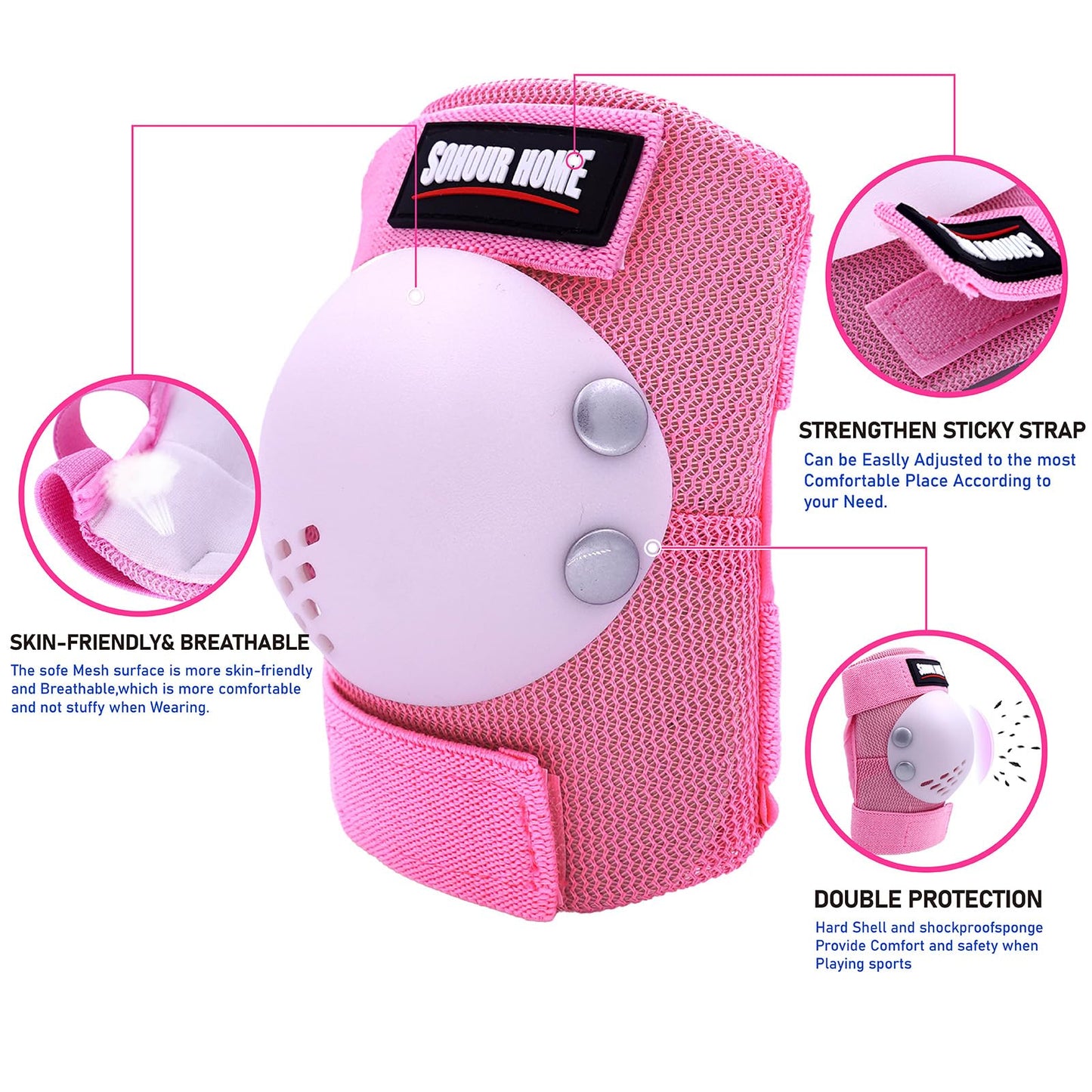 SOHOUR HOME Kids/Youth Knee Pads Elbow Pads Wrist Guards 3 in1Protective Set, for 3-15 Years Child Roller Skates, Cycling, Inline Skating, Skateboard, BMX Bike, Balance Bike, Scooter Riding Sports
