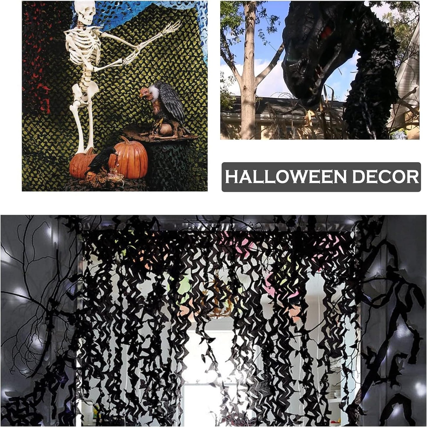 Yeacool Camouflage Netting Camo Netting Camo Tarp for Party Decor Birthday Cover Outdoor Hunting Camping Cover Netting (Black, 6.5ftx4.9ft, 2m*1.5m)