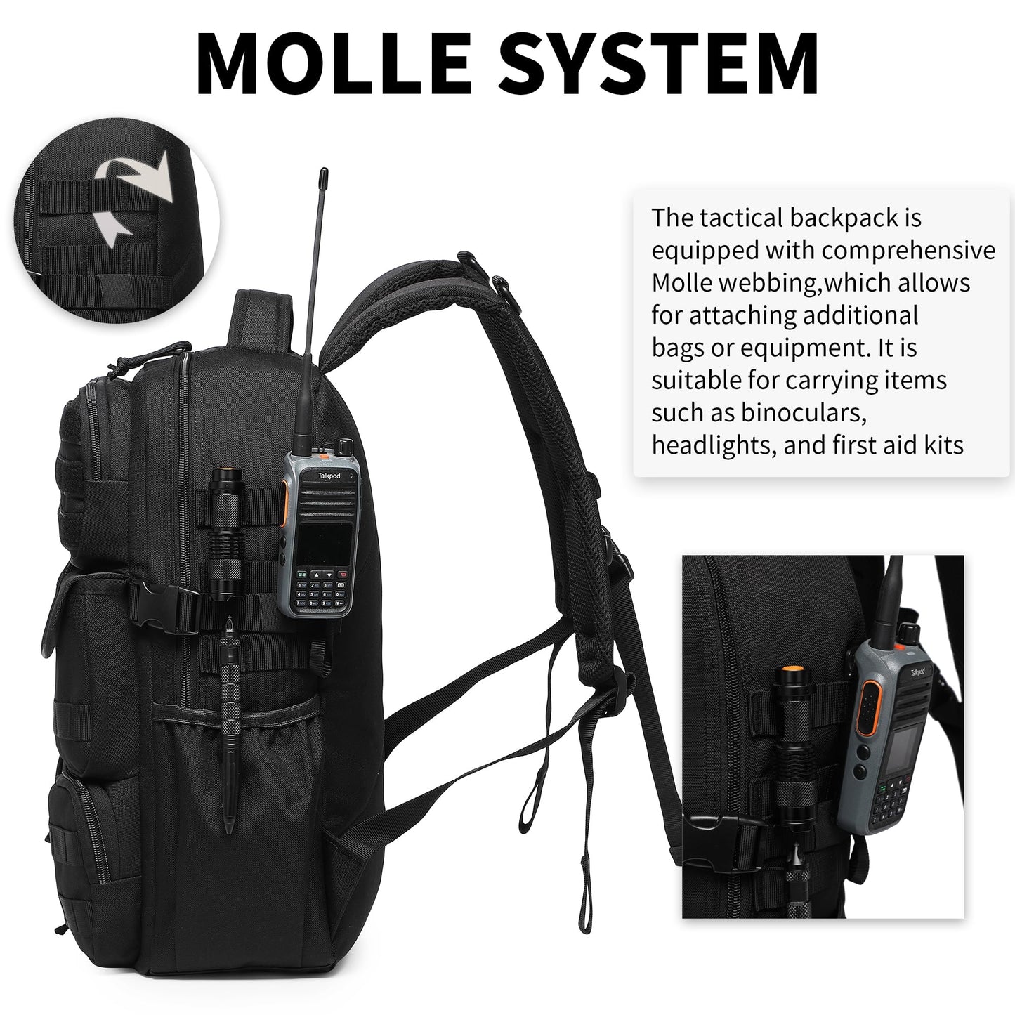 Wotony Tactical Backpack - Military waterproof backpack with multiple pockets and tactical gear for the outdoors (army green, 30L)