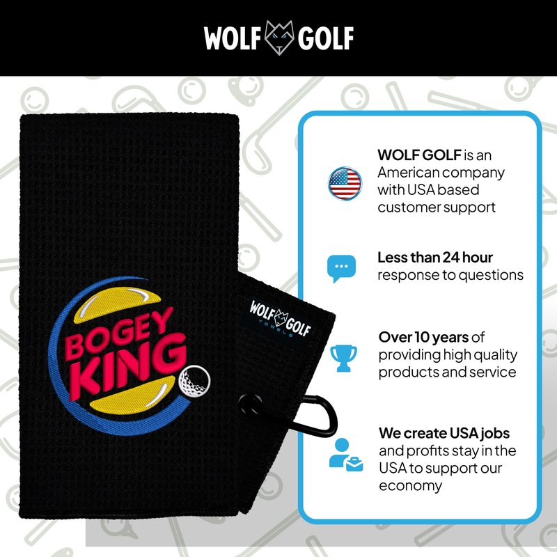 Wolf Golf Towels Bogey King Golf Towel | Embroidered in USA | Golf Accessories for Men or Women