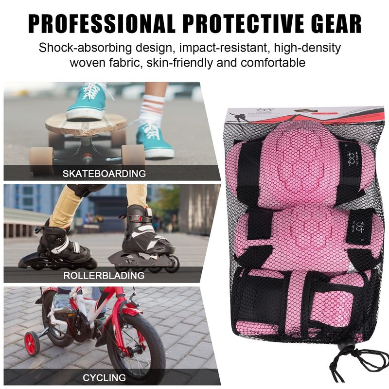 TXJ Sports Elbow and Knee Pads Kids with Wrist Guards Protective Gear for Skateboard Roller Skating Biking Skating Inline Skates Longboarding Derby Riding Scooter